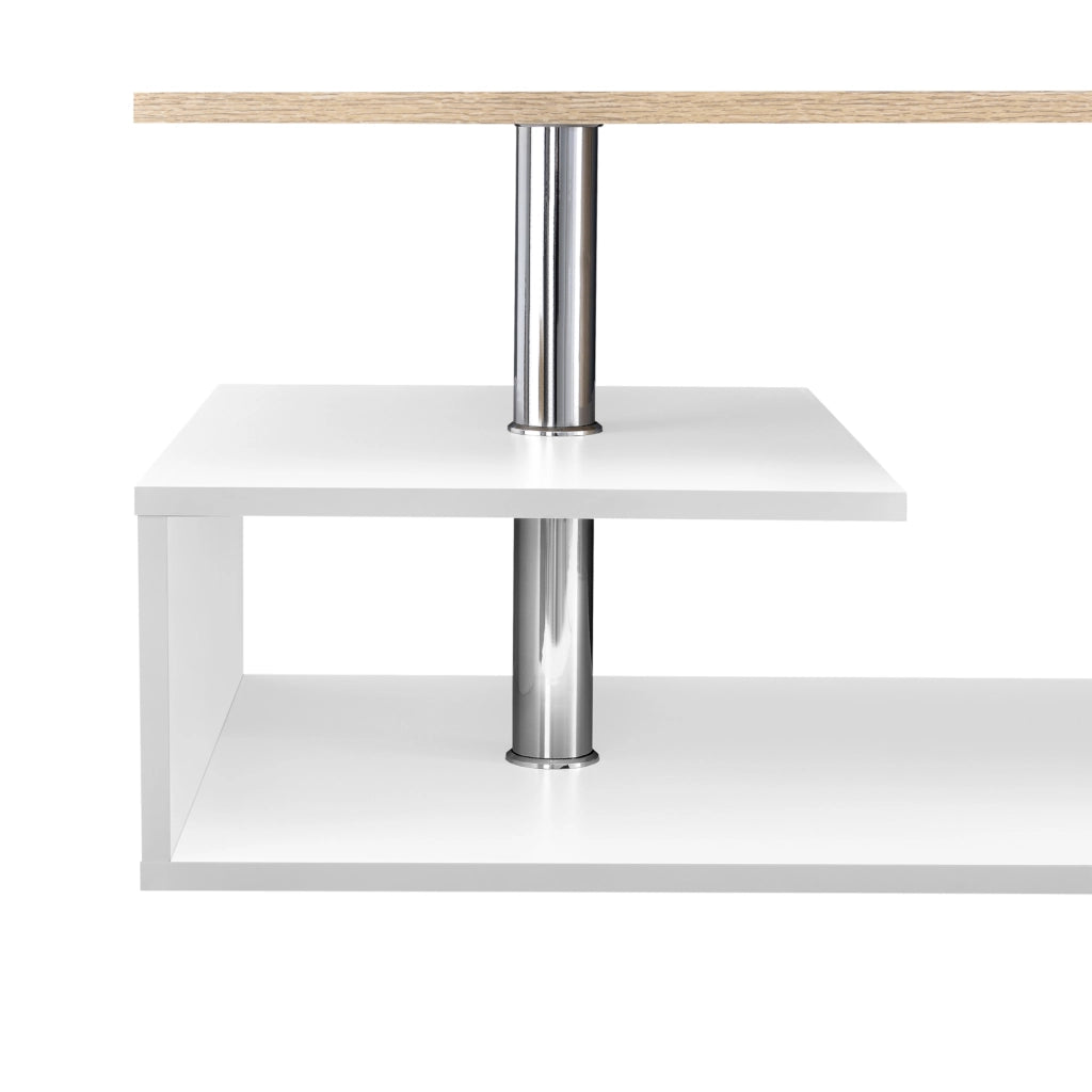 Tavolino da Salotto Haarlem con 3 Piani 90 x 50 x 41 cm - Effetto Rovere / Bianco [en.casa]