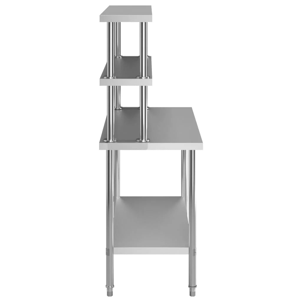 Tavolo da lavoro da cucina con ripiano 120 x 60 x 150 cm acciaio inox 02_0001920