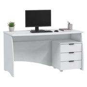 Azziz, Scrivania 3 Cassetti, 136x67x72h cm Bianco Opaco