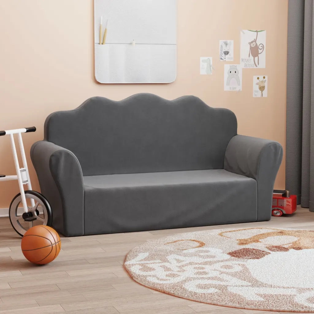Divano per Bambini a 2 Posti-Sofa-Divanetto Antracite in Morbido Peluche 841333