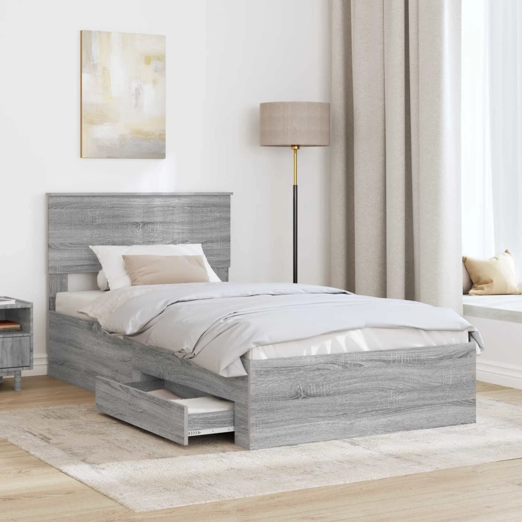 Struttura del letto con testiera Grigio Sonoma 100 x 200 cm