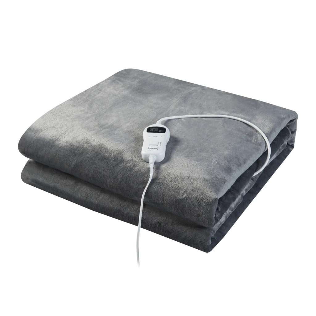 Coperta elettrica riscaldata 120 watt camera da letto 200 x 150 cm grigio scuro 03_0009336