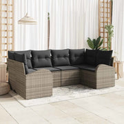 Set Divano da Giardino 6 pcs Grigio Rattan in Polipropilene