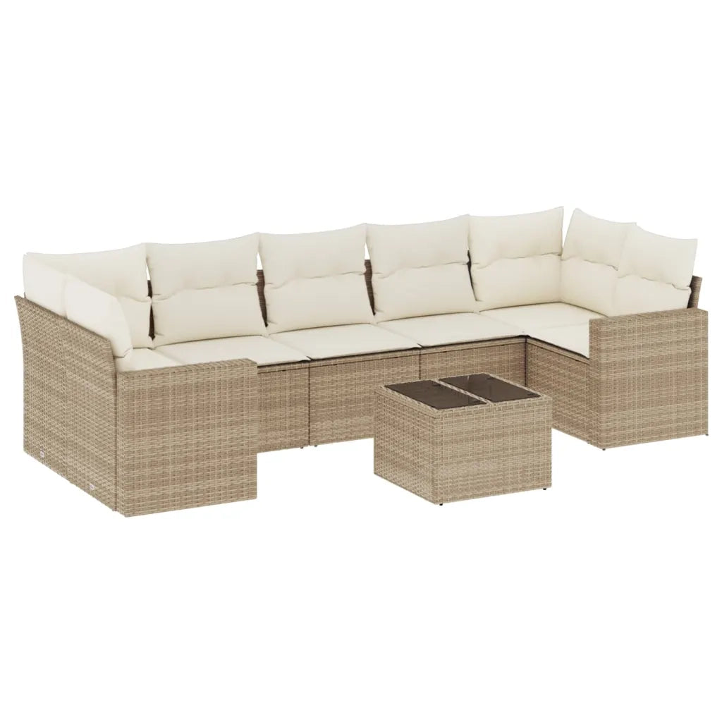 Set Divano da Giardino 8 pz con Cuscini Beige in Polyrattan 3218728