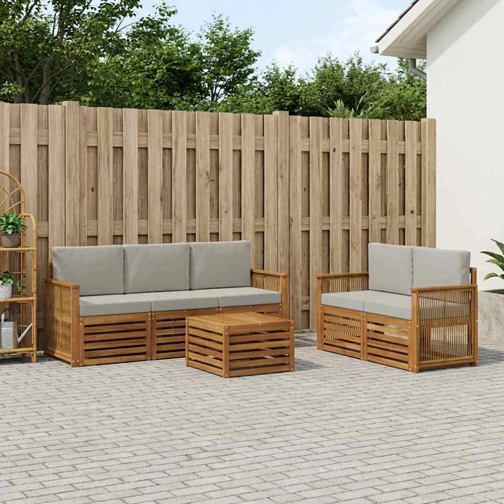 Set di divani da esterno 6 pz Naturale e Grigio Chiaro 3384027