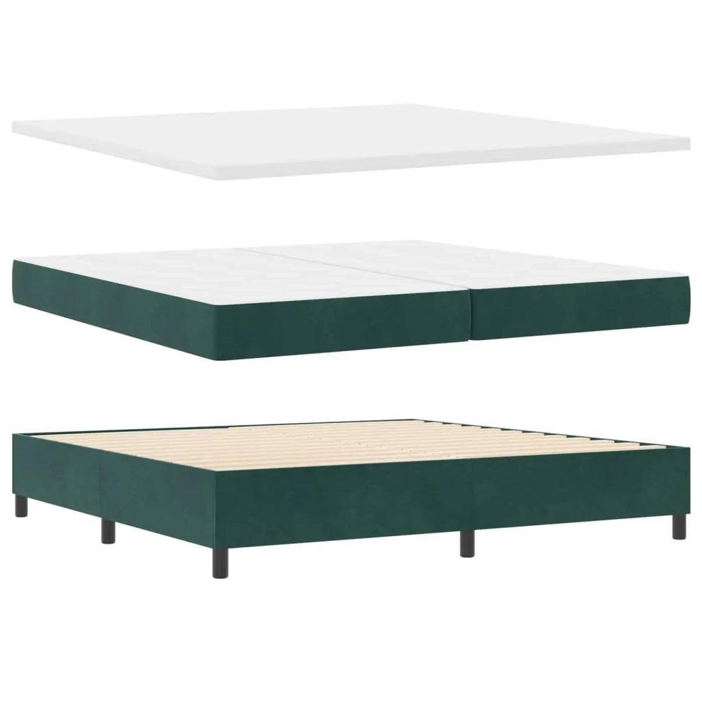 Letto a molle con materasso Verde Scuro 200 x 200 cm Velluto 3339923
