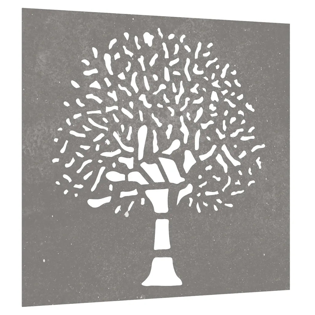 Decorazione Muro da Giardino 55x55 cm Albero in Acciaio Corten 824502