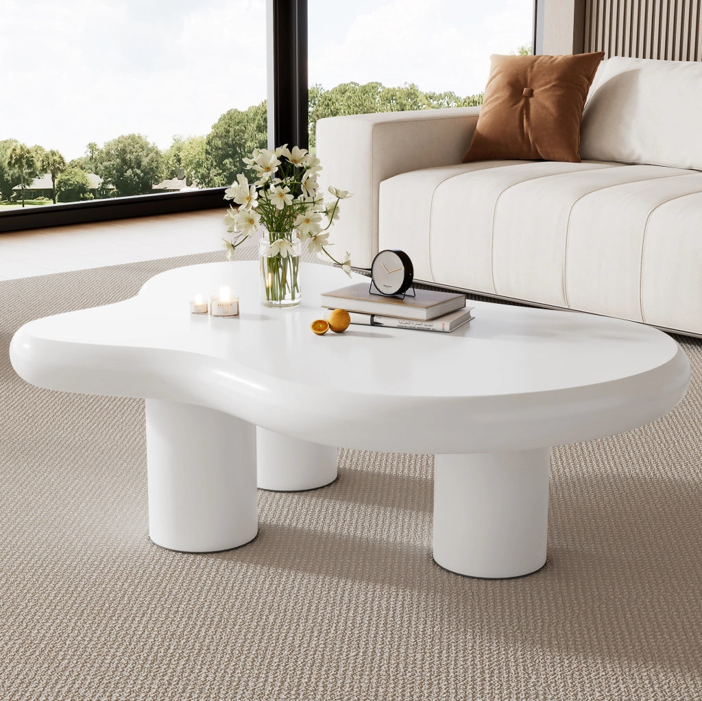 Tavolino da caffè a forma di nuvola 97x67x32 cm in MDF bianco