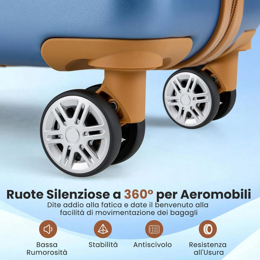 Set di Valigie Rigide 3 Pezzi, Set Valigia da Viaggio in ABS con TSA Lucchetto, Manico Telescopico in Alluminio e Ruote Piroettanti, 20", 24", 28" (Blu Scuro)