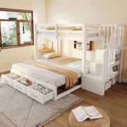 Letto a Castello con Letto Estraibile e Cassetti ¨C Xylo ¨C Legno Bianco 90x200