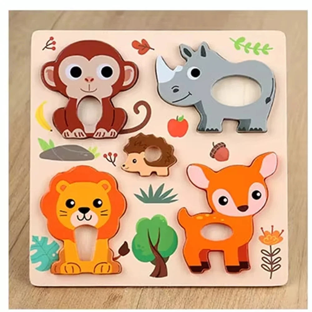 Trade Shop - Puzzle A Incastro Tema Animali Gioco In Legno Per Bambini Educativo 6 Modelli 32345 -