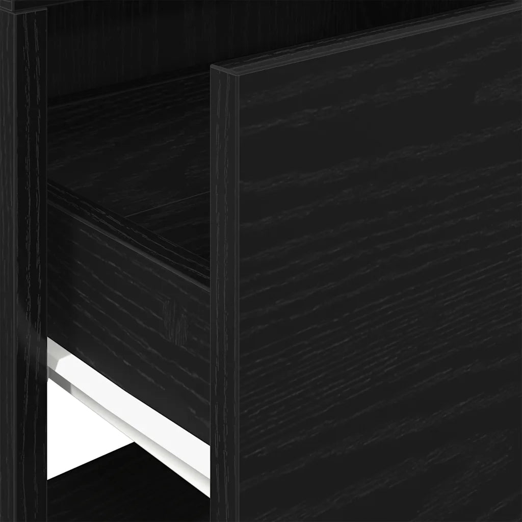 Comodini con Cassetto 2 pz Rovere Nero 51x31x47 cm 858671