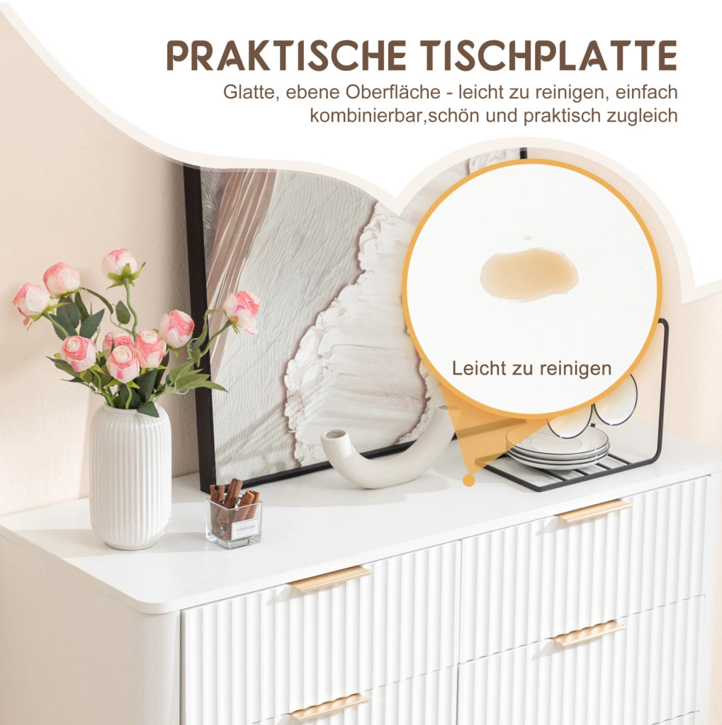 Cassettiera bianca a 6 cassetti in MDF con guide soft-close e gambe da 20 cm