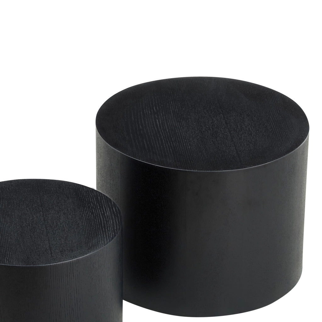 Set di tavolini nesting 2 pezzi in MDF nero, salvaspazio e versatili