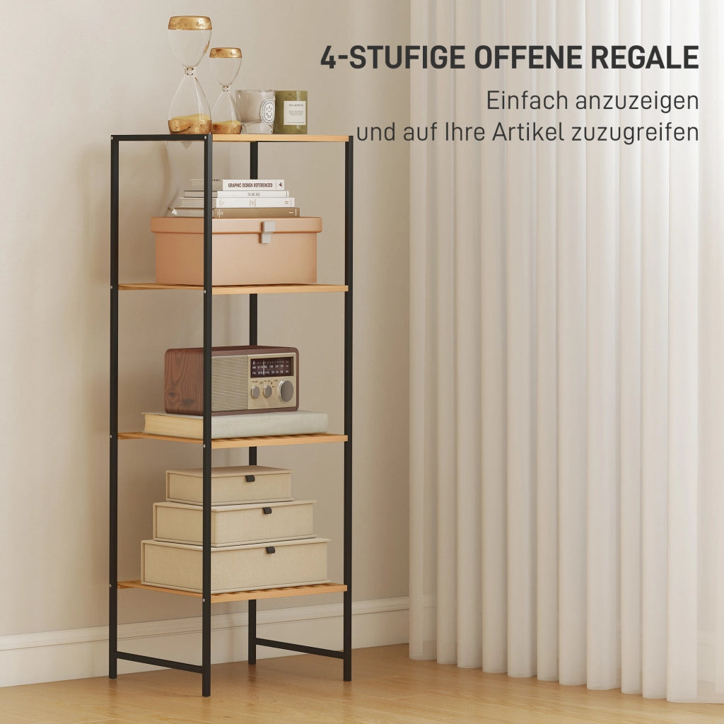 Libreria in bamb¨´ e acciaio con 4 ripiani ¨C zephmum ¨C 36.5x33x110 cm, colore naturale