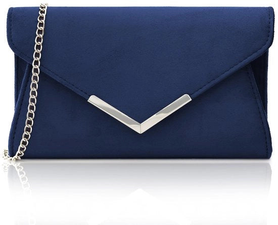 Clutch per donna in pelle di suède piccola borsa a spalla per la sera (blu)