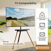 Supporto per TV a Tavolo per Schermi da 42 a 65 Pollici, Supporto per TV Portatile a Tripode con Piastra in Legno, Gestione dei Cavi Integrata, Massimo Carico 45 kg, Nero