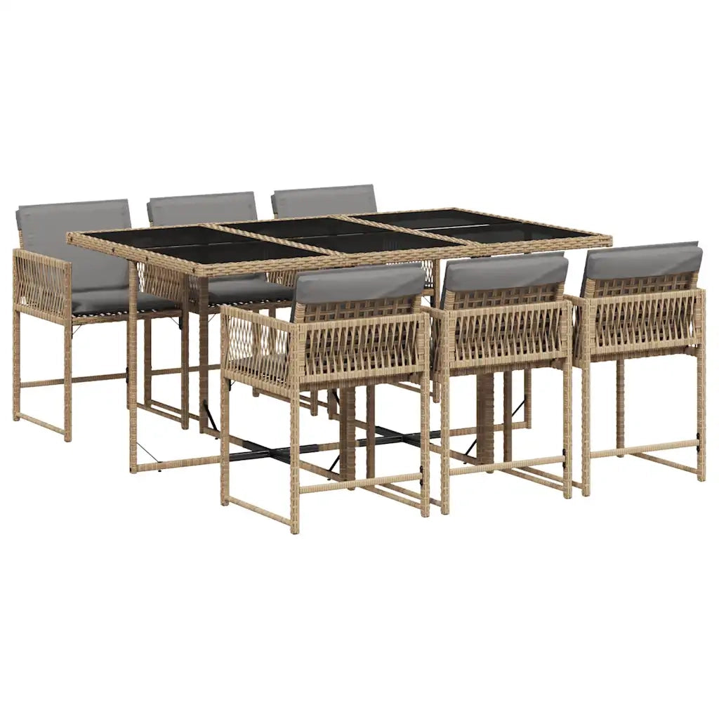 Set Pranzo da Giardino 7 pz con Cuscini Beige Misto Polyrattan 3211452