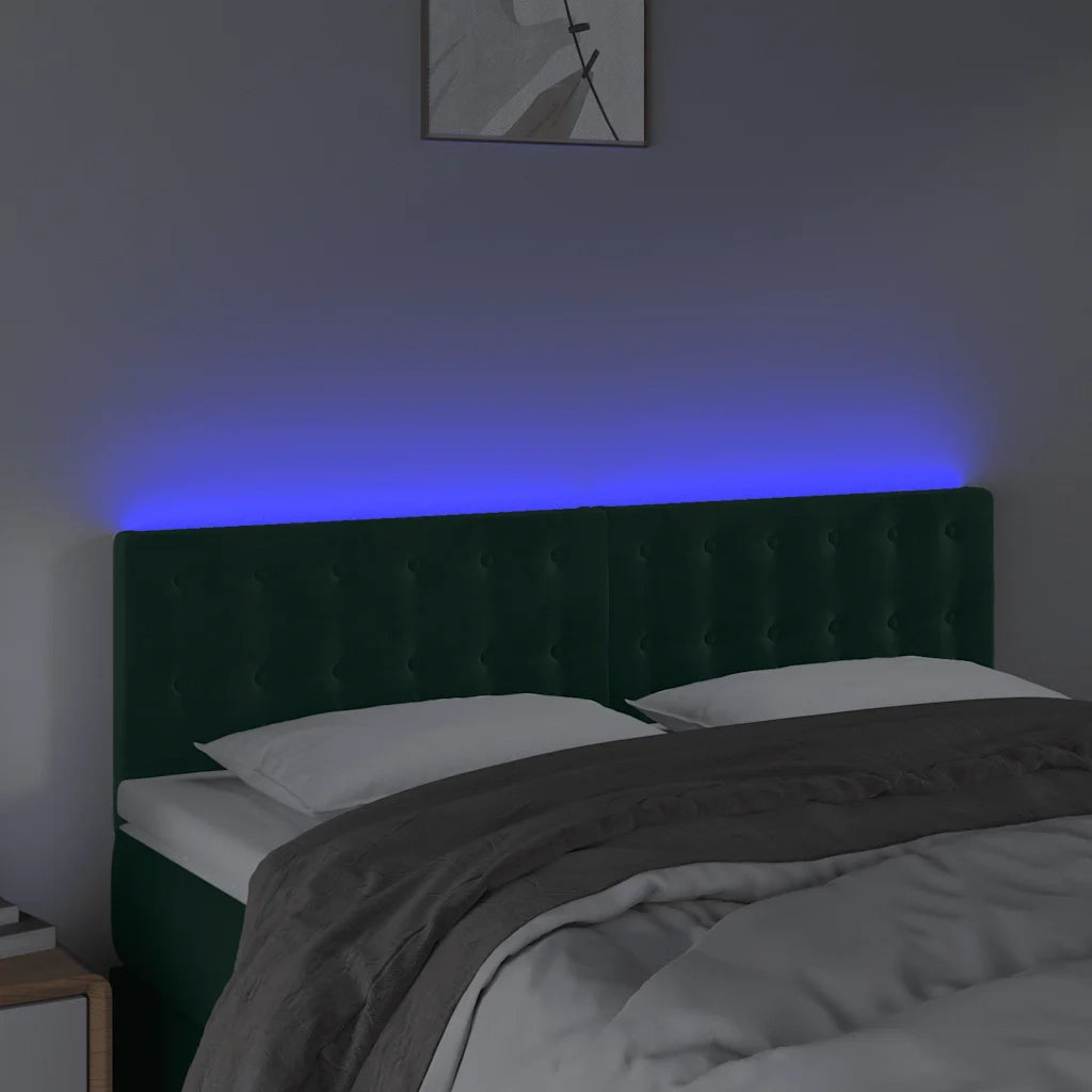 Testiera a LED Verde Scuro 144x5x78/88 cm in Velluto cod mxl 71593
