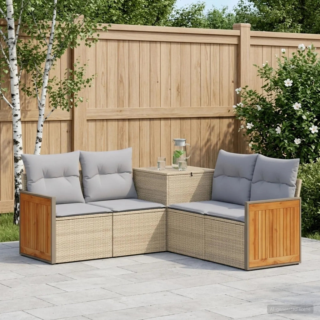 Set di divani 5 pz Beige e Grigio Chiaro 3447969