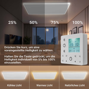Riscaldamento a soffitto 660 W, pannello per riscaldamento a infrarossi con luce LED e termostato, 108 x 63 x 3,5 cm