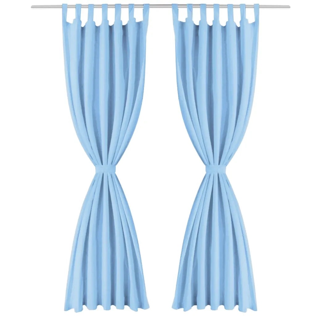 2 Pz Tende in Micro Raso con Passanti 140x175 cm Turchesi 132219