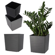 Vaso da fiori KADAX, vaso da fiori, coperchio con inserto, plastica, grigio, 19 cm