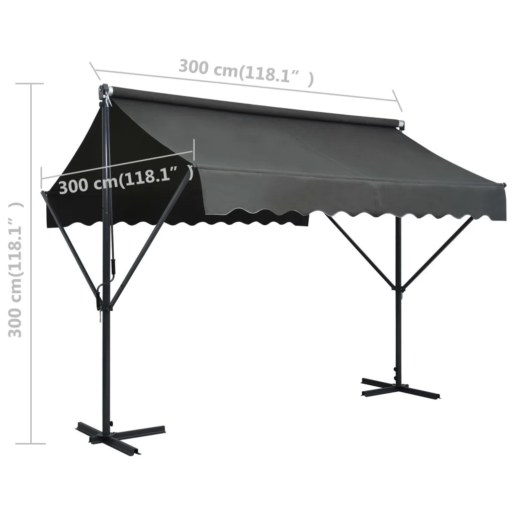 Tenda Parasole con Piedistallo-Tenda Gazebo 300x300 cm Antracite
