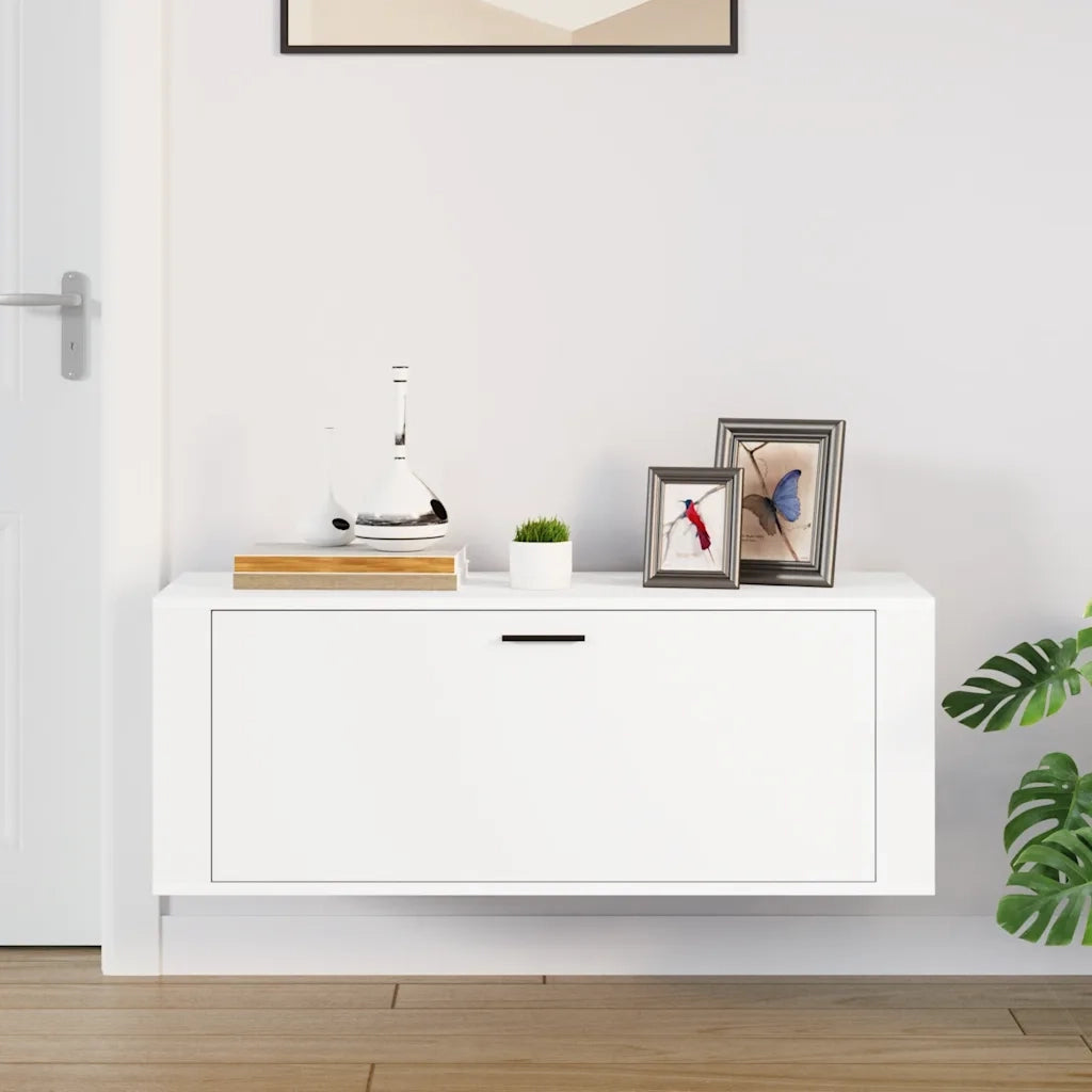 Scarpiera a Muro Bianca 100x35x38 cm in Legno Multistrato cod mxl 48245