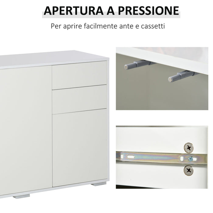 Mobile Multiuso 117x36x74 cm 2 Cassetti 3 ante  Bianco