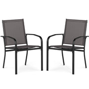 Sedie da giardino impilabili con tessuto traspirante braccioli mobili da bistro per prato-Set di sedie da pranzo per dsterni 2 Grigio