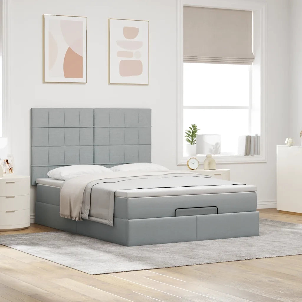 Struttura Letto Pouf con Materasso 140x190 cm in Tessuto 3314003