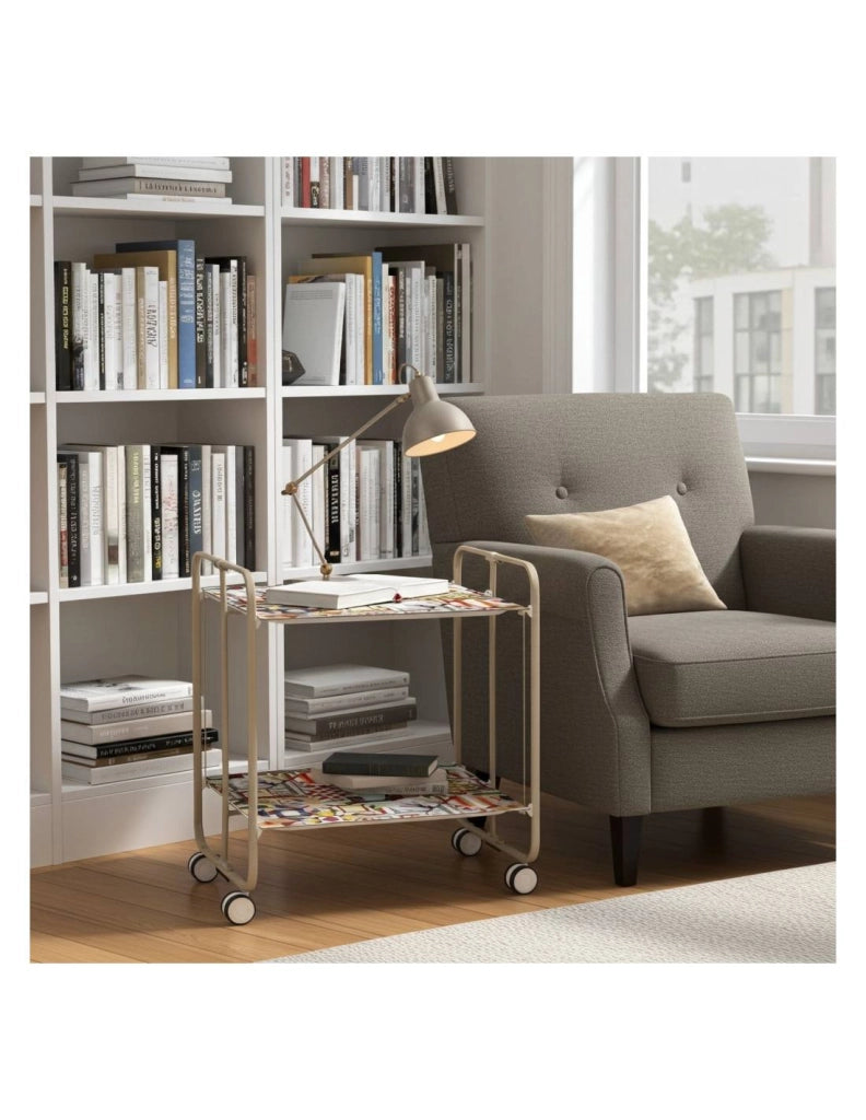 Carrello da cucina pieghevole sabbia con ruote BAUHAUS 2 ripiani
