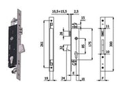 SERRATURA TRIPLICE INFIL. PER MONTANTI CATENACCIO E SCROCCO 1410  mm.35 interasse mm.85 (1410.35.35)    OMEC