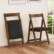 Set di 2 sedie pieghevoli in legno, sedie con seduta imbottita, schienale, telaio stabile in legno di gomma, carico 150 kg, design compatto per sala da pranzo, cucina, soggiorno