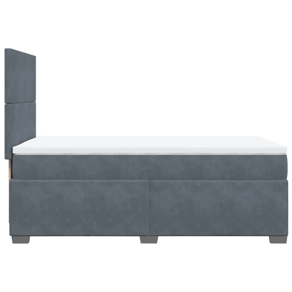 Giroletto a Molle con Materasso Grigio Scuro 100x200 cm Velluto