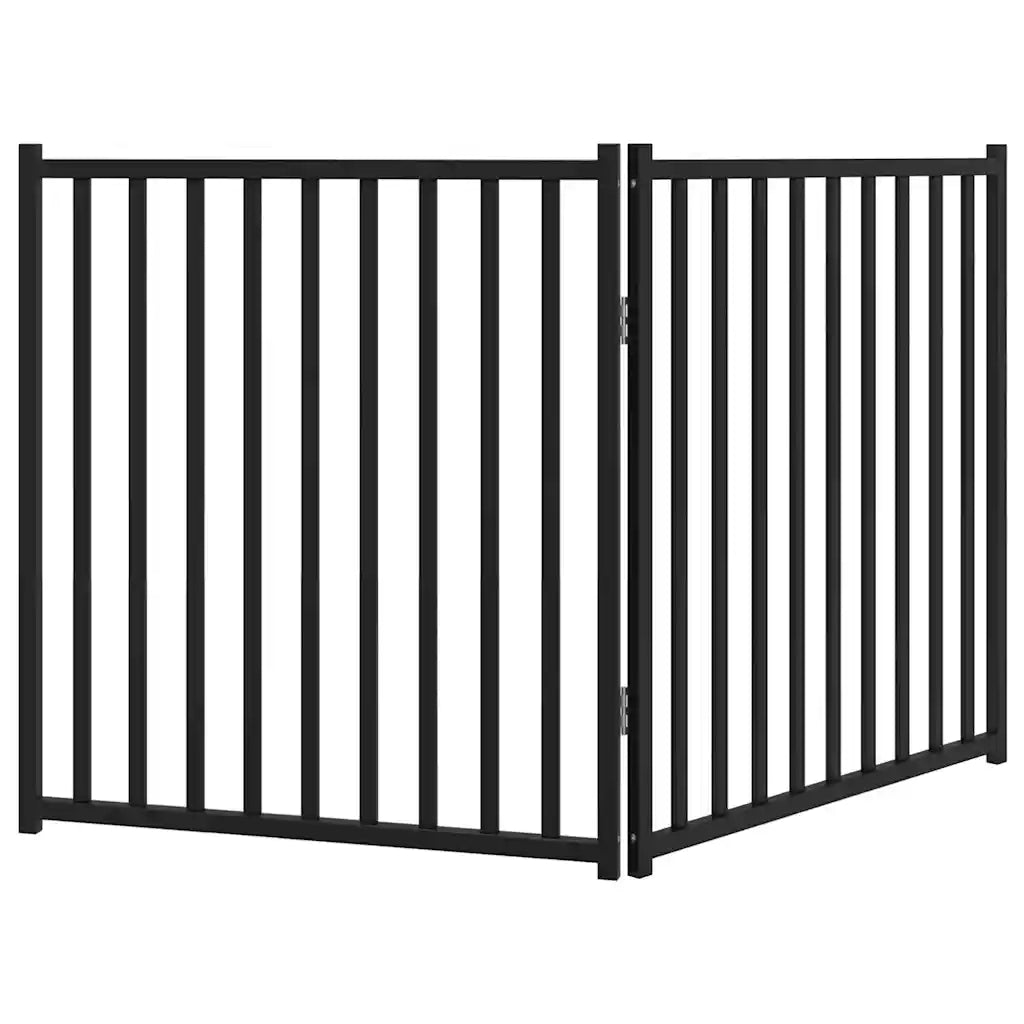 Cancello Cani Pieghevole 2 Pannelli Nero 160 cm Massello Abete 352290