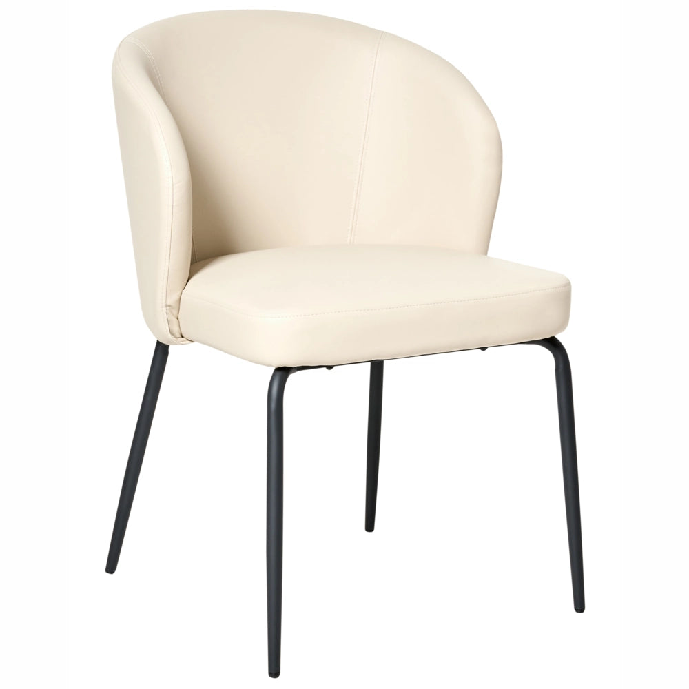 Set di 2 Sedie da Pranzo Rivestimento in Similpelle Seduta Imbottita Gambe in Ferro Beige Chiaro