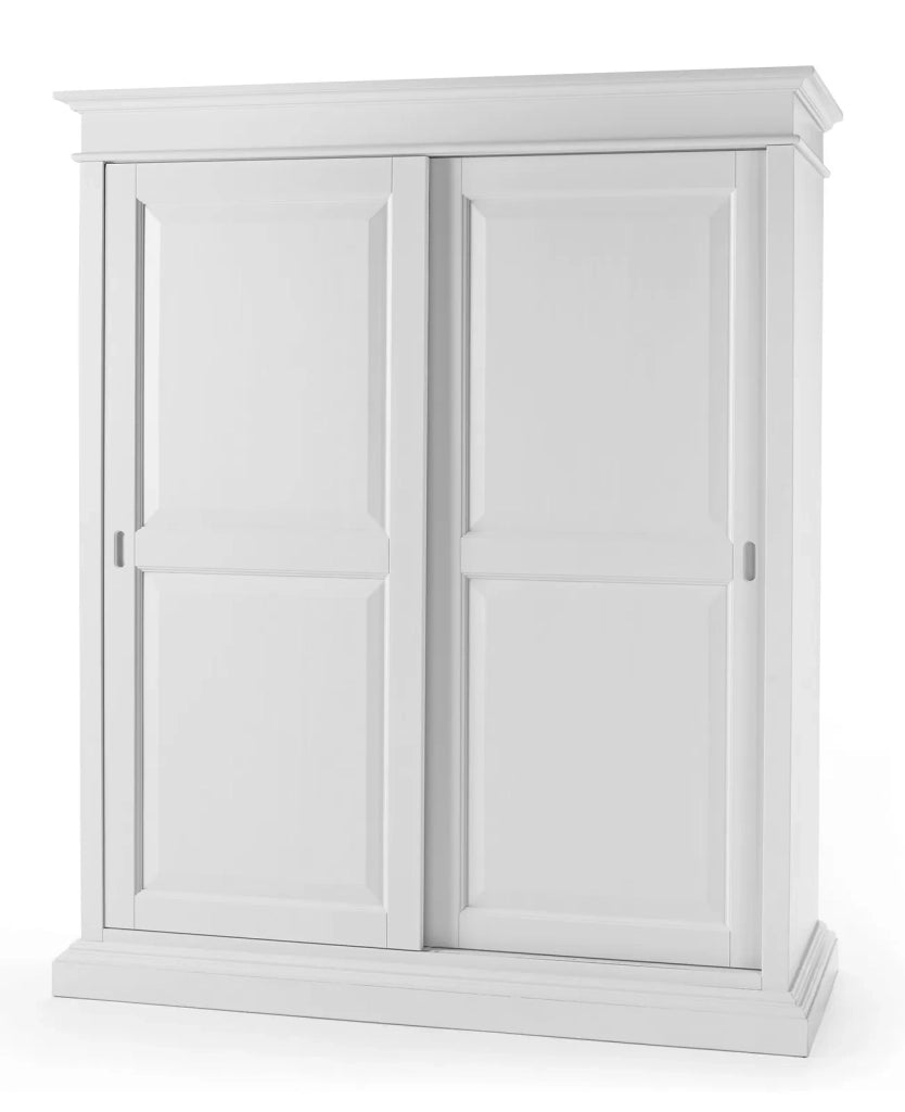 Armadio arte povera 2 ante scorrevoli legno bianco shabby 183x67x212 - Mobili 2G