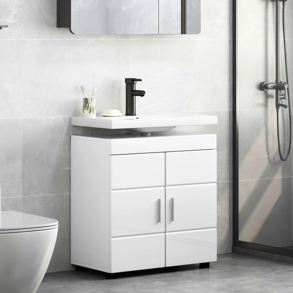 Set di Armadi da Bagno | Armadio da bagno TULUM Bianco Lucido 60 x 34 x 63 cm