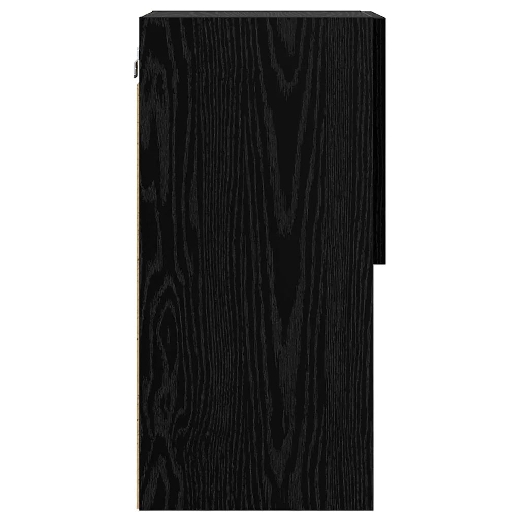 Mobile TV da Parete con LED Rovere Nero 30,5 x 30 x 60 cm 882946