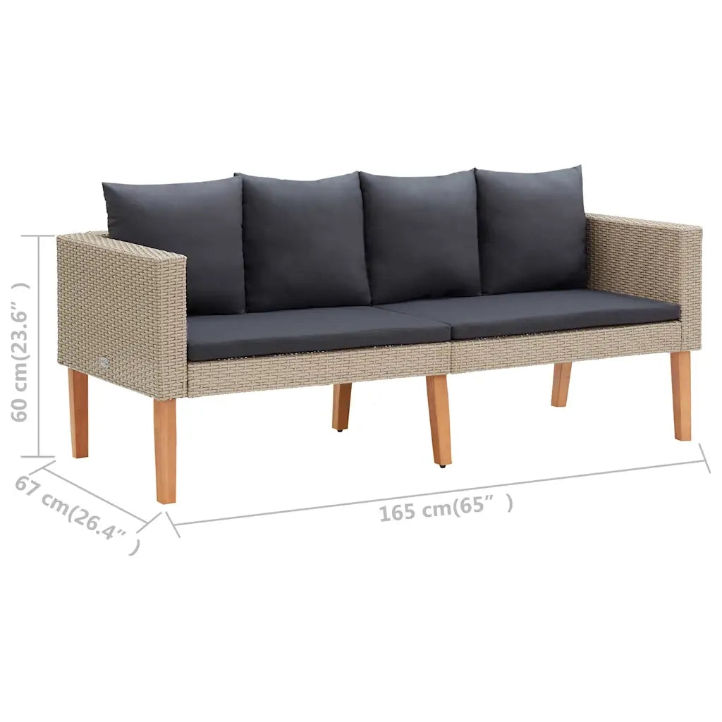 Set Divani da Giardino 2 pz con Cuscini in Polyrattan Beige 3059330
