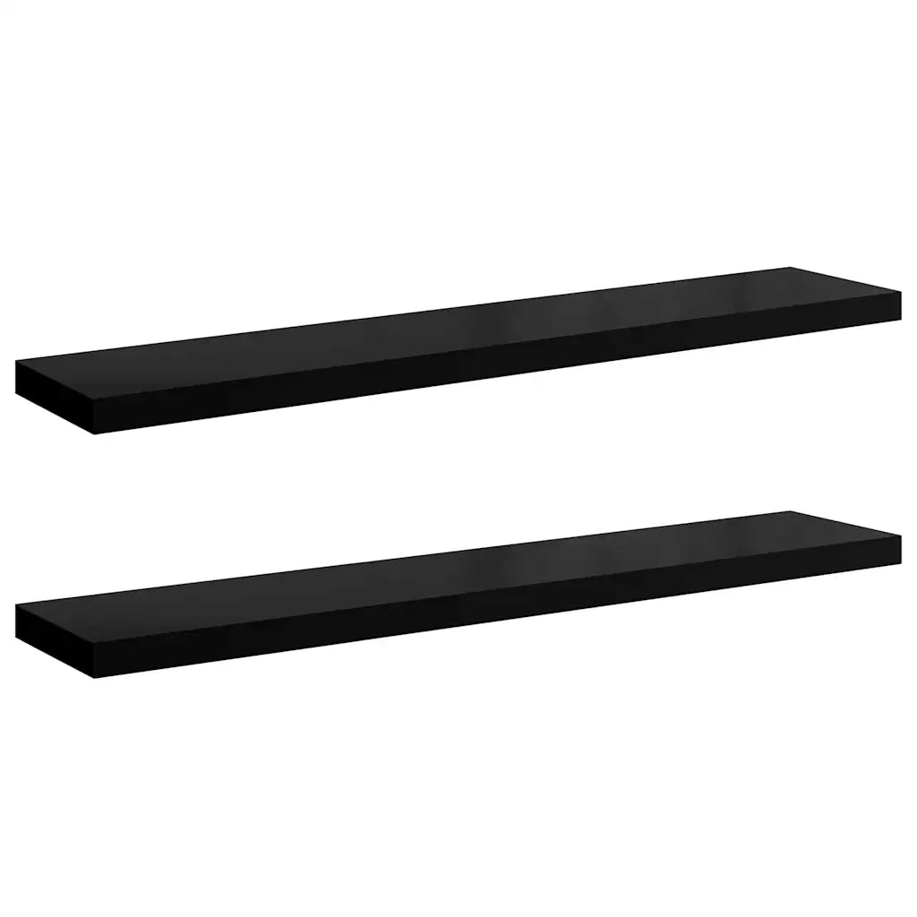 Scaffali a Parete 2 pz Nero Lucido 120x23,5x3,8 cm in MDF 323779