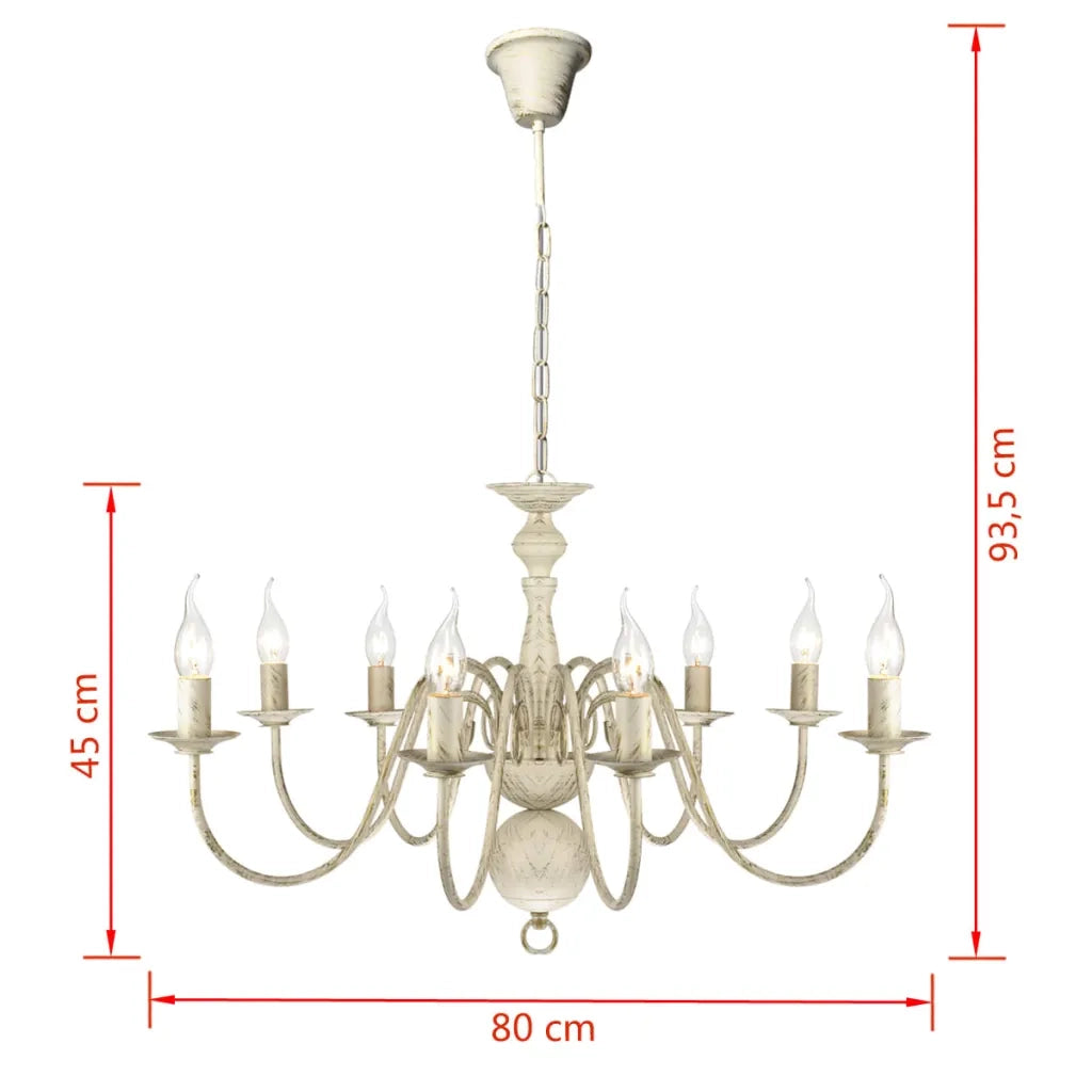 Lampadario Stile Antico Metallo Bianco 8 Lampadine E14 CFW6187430