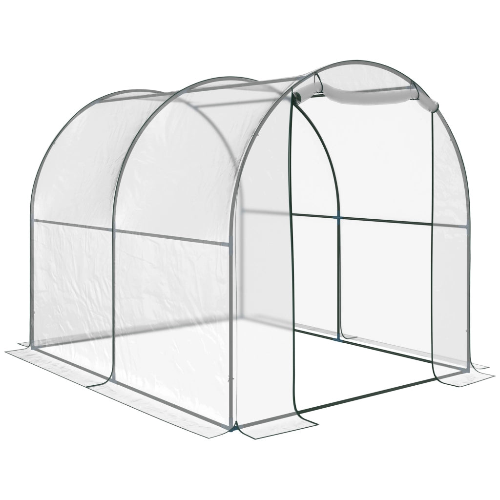 EasyComfort Serra Tunnel da giardino, Serra da Balcone per Piante e Orto con Copertura in PVC, Porta Avvolgibile e Telaio in Acciaio, 2x2.5x2m