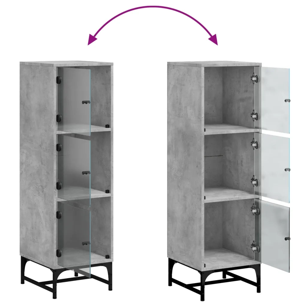 Credenza con Ante in Vetro Grigio Cemento 35x37x120 cm 836563