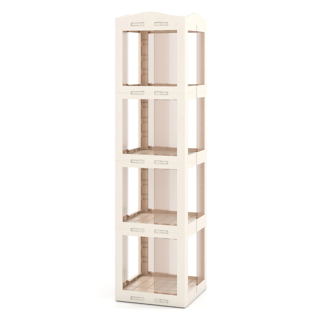 Libreria girevole pieghevole a 4 livelli per soggiorno e studio, Scaffale girevole a 360¡ã con base rotante per esposizione Bianco-Librerie