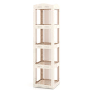 Libreria girevole pieghevole a 4 livelli per soggiorno e studio, Scaffale girevole a 360¡ã con base rotante per esposizione Bianco-Librerie