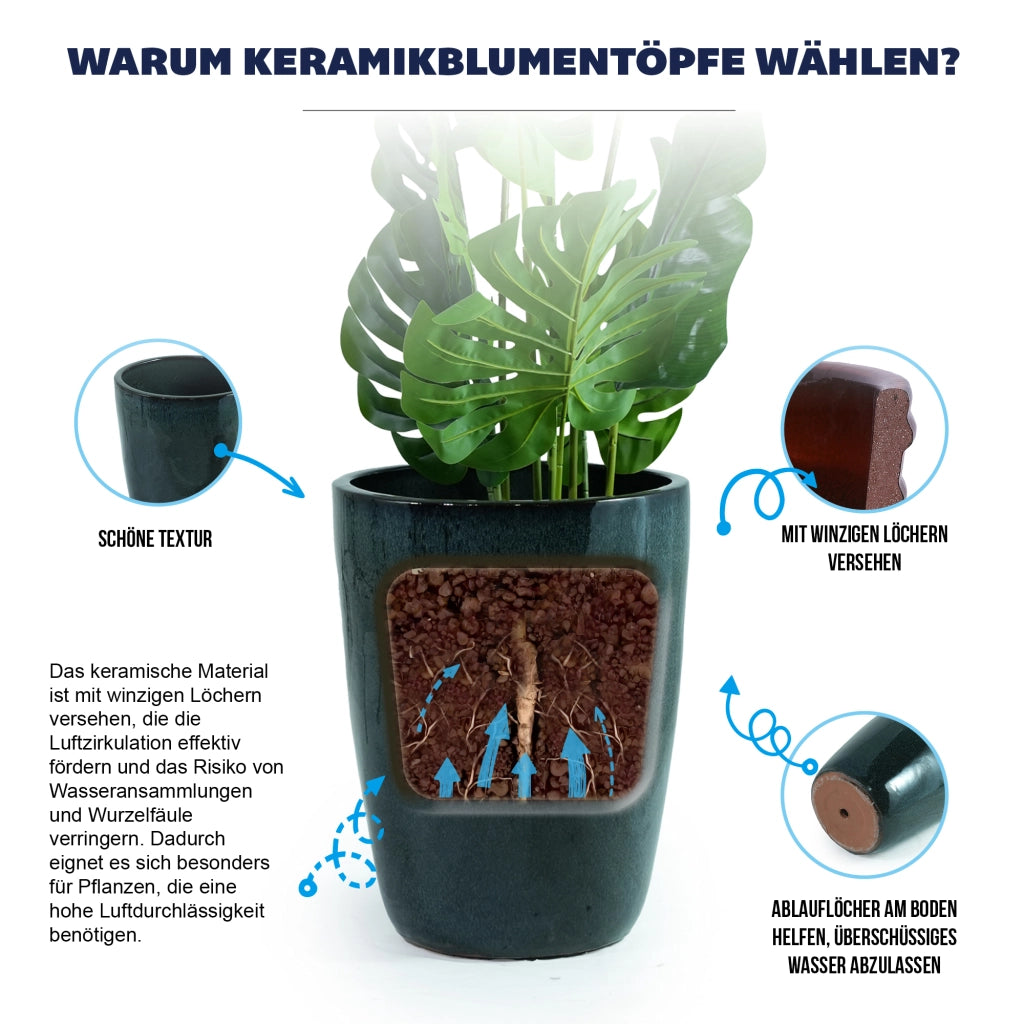 VASO DA FIORI IN CERAMICA Ø38,5 x 49,5 cm Verde scuro