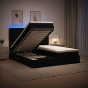 Letto Ottomano con Materasso e LED Nero 160 x 200 cm Tessuto 3458453